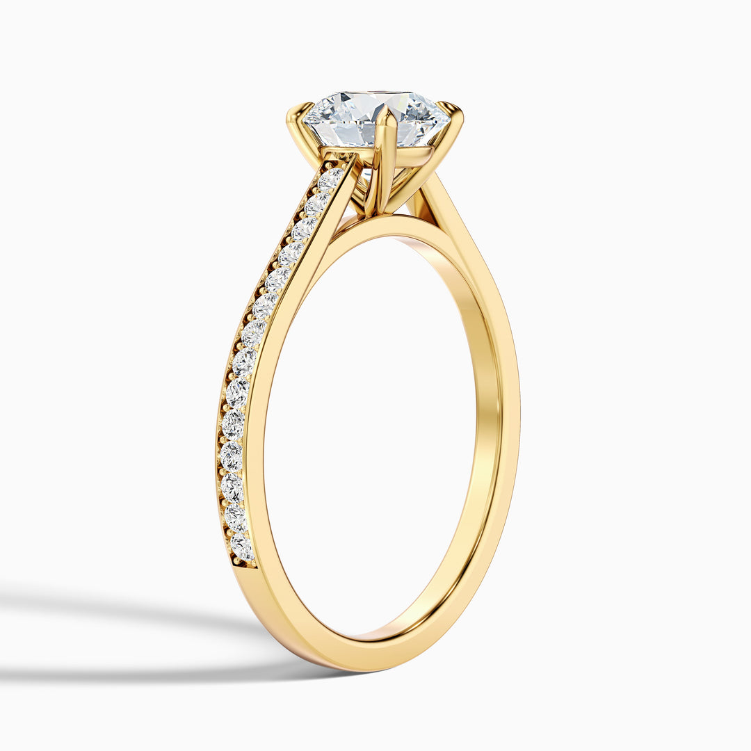 Dahlia Round Cut Side Stone Pave Lab Grown Engagement Ring