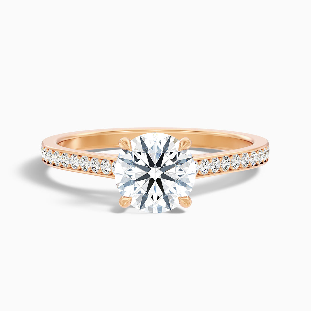 Dahlia Round Cut Side Stone Pave Lab Grown Engagement Ring