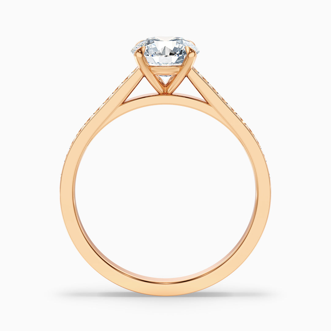 Dahlia Round Cut Side Stone Pave Lab Grown Engagement Ring