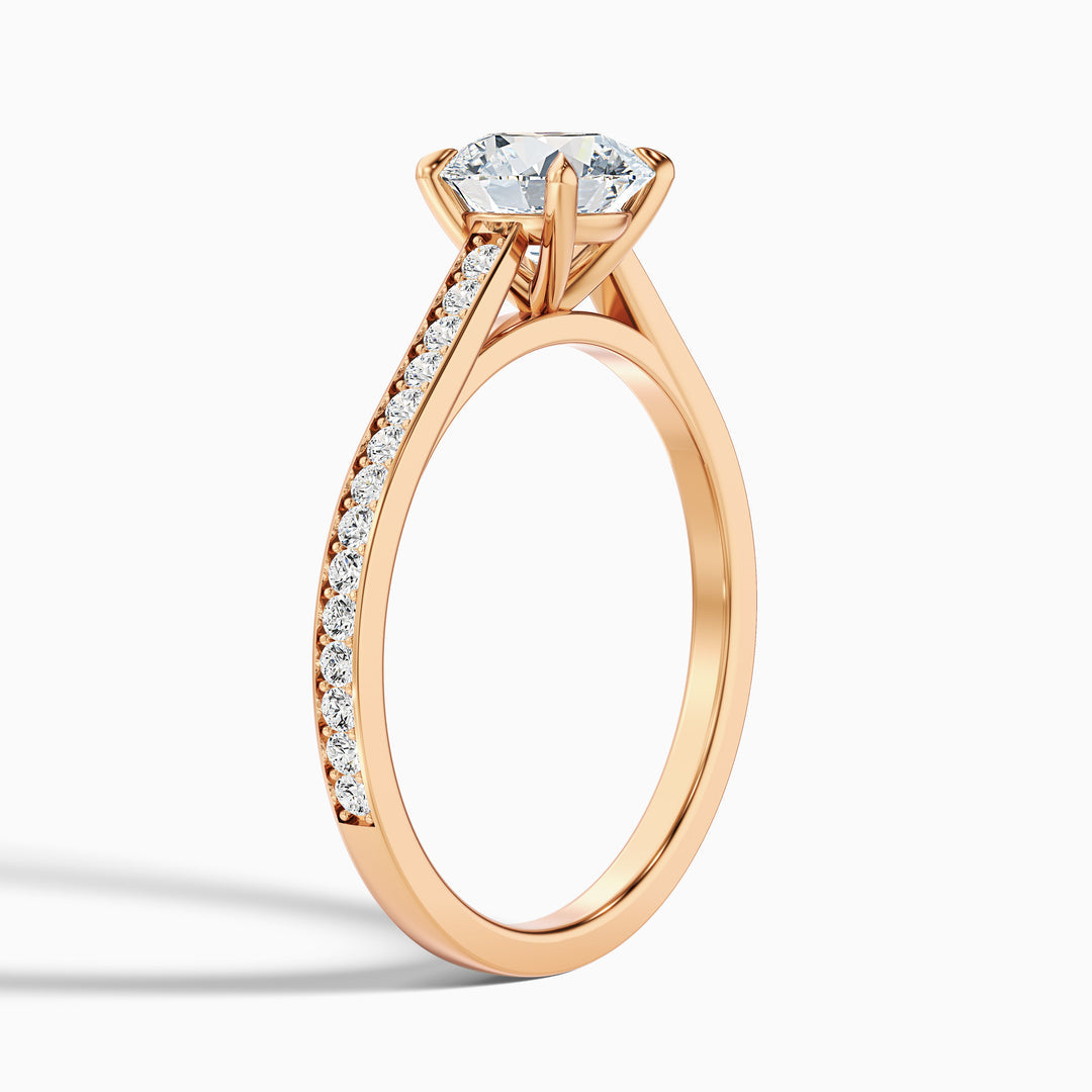 Dahlia Round Cut Side Stone Pave Lab Grown Engagement Ring