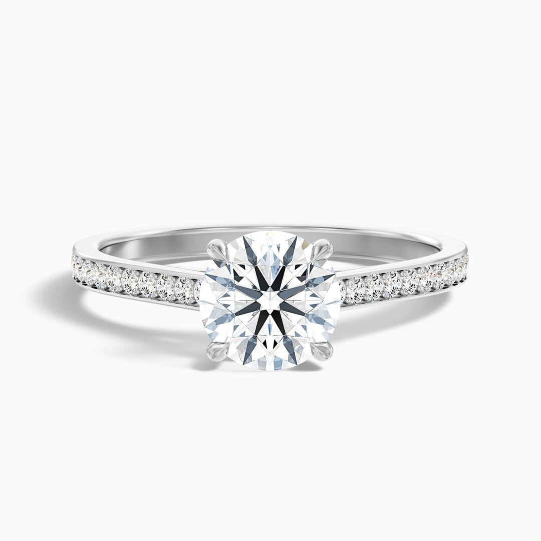 Dahlia Round Cut Side Stone Pave Lab Grown Engagement Ring