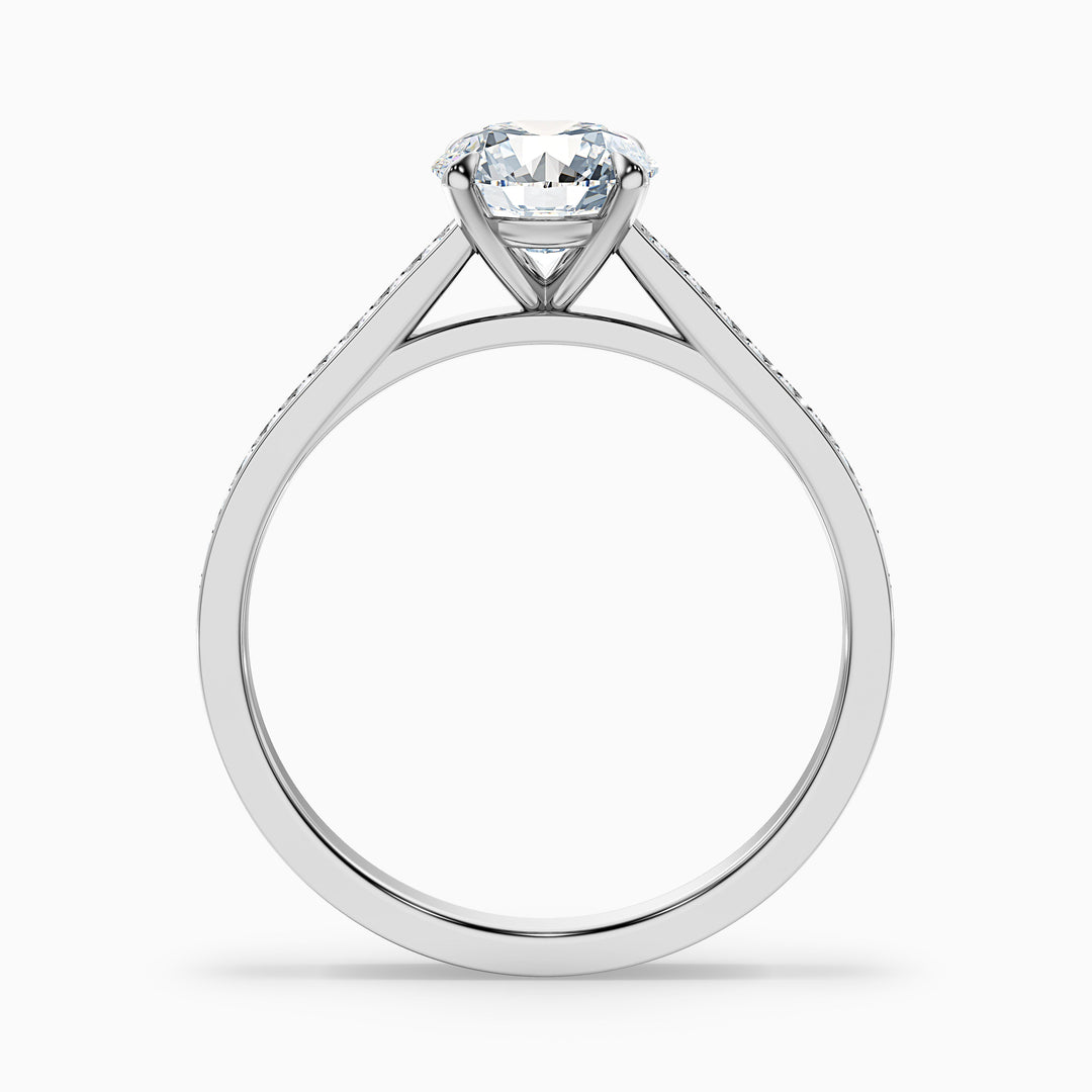 Dahlia Round Cut Side Stone Pave Lab Grown Engagement Ring