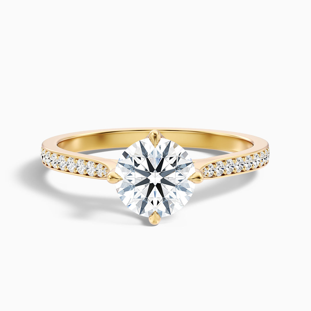 Athena Round Side Stone Pave Lab Grown Engagement Ring