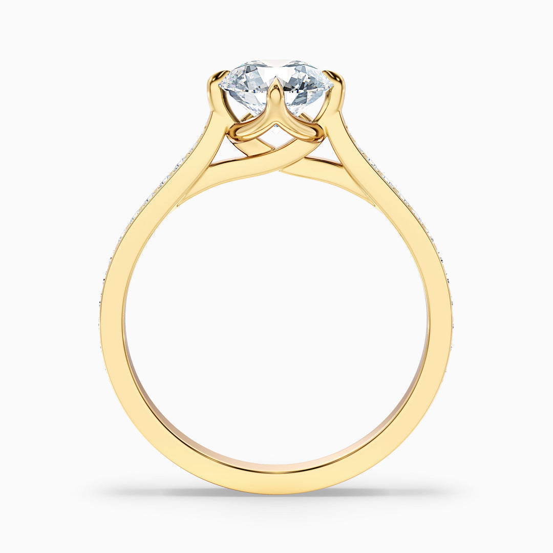 Athena Round Side Stone Pave Lab Grown Engagement Ring