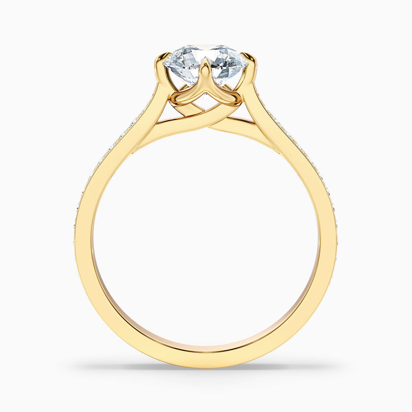 Athena Round Side Stone Pave Lab Grown Engagement Ring