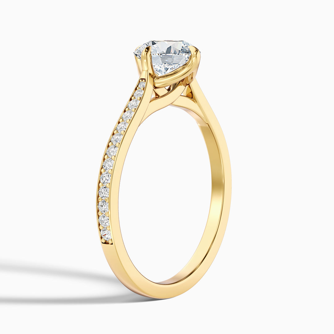 Athena Round Side Stone Pave Lab Grown Engagement Ring