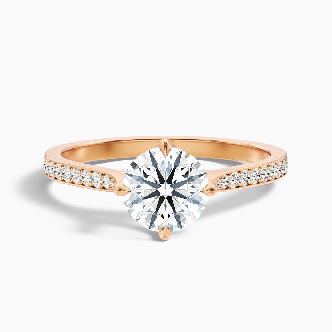 Athena Round Side Stone Pave Lab Grown Engagement Ring