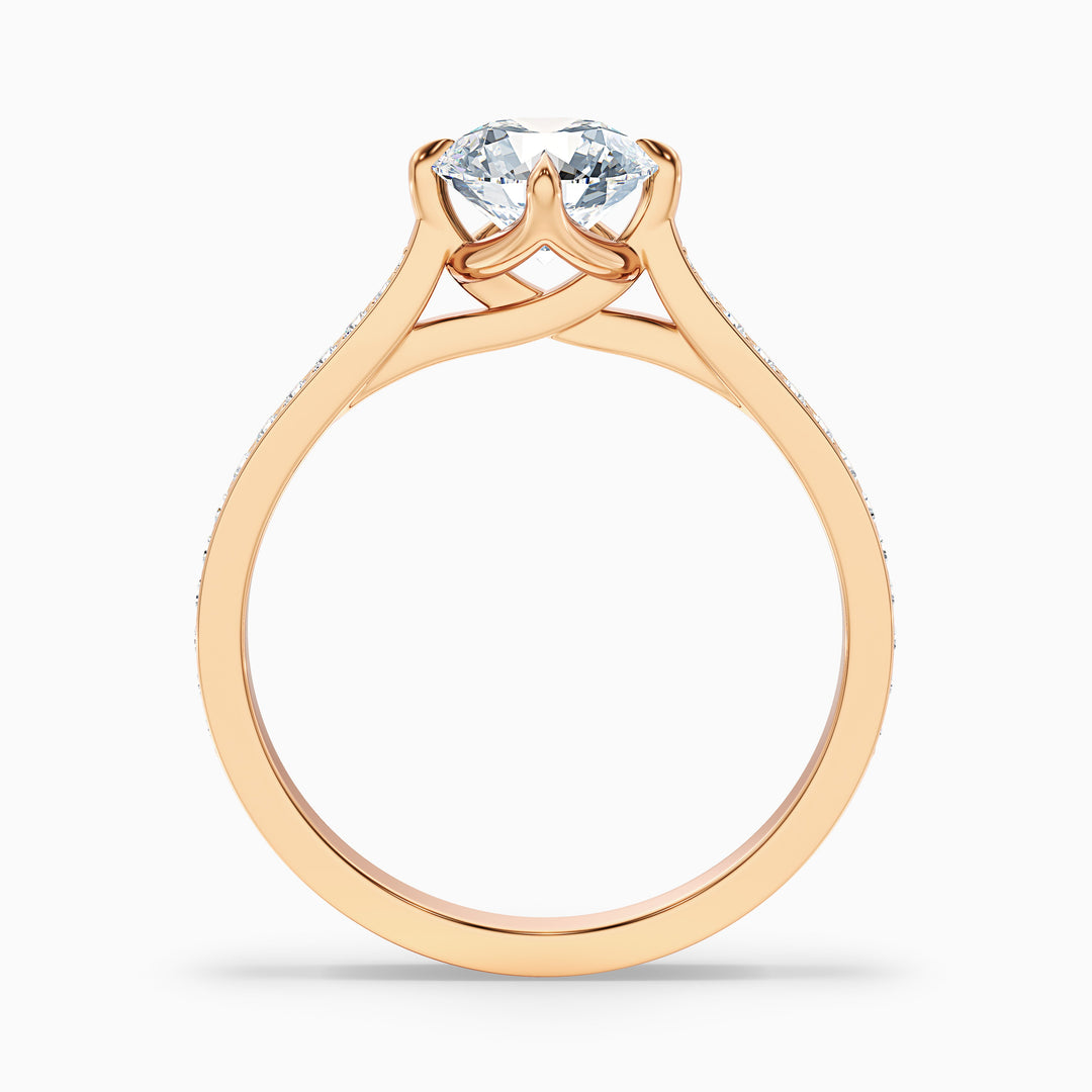 Athena Round Side Stone Pave Lab Grown Engagement Ring