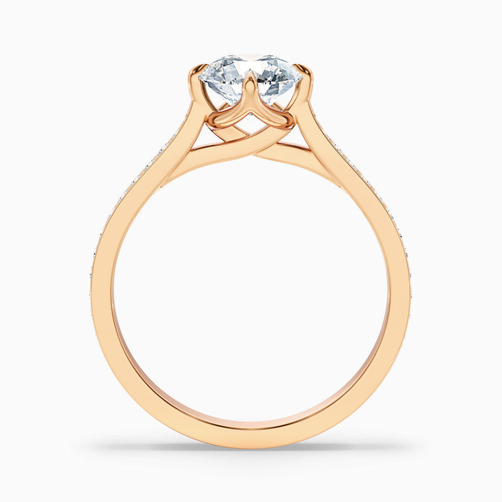 Athena Round Side Stone Pave Lab Grown Engagement Ring