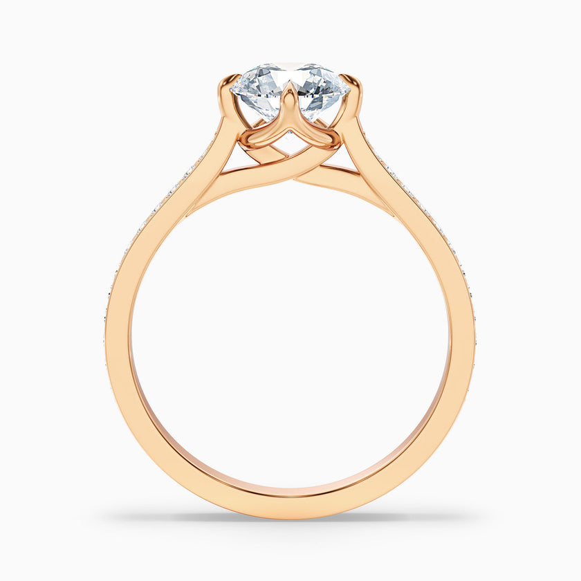Athena Round Side Stone Pave Lab Grown Engagement Ring
