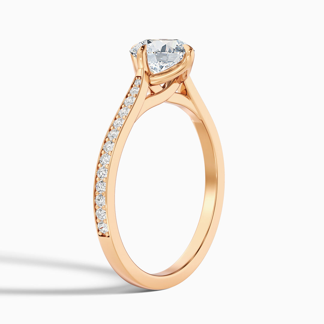 Athena Round Side Stone Pave Lab Grown Engagement Ring