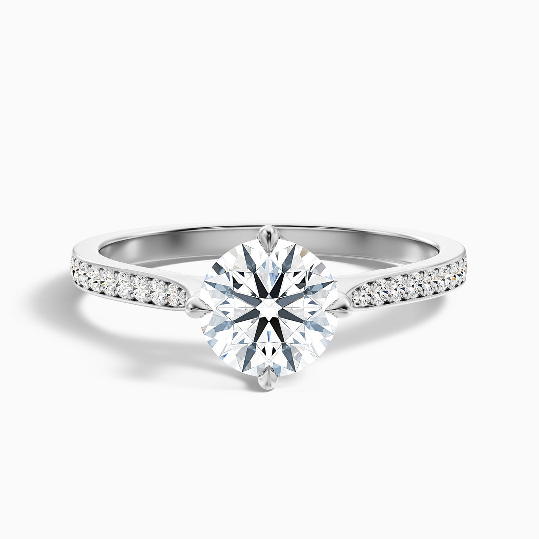 Athena Round Side Stone Pave Lab Grown Engagement Ring