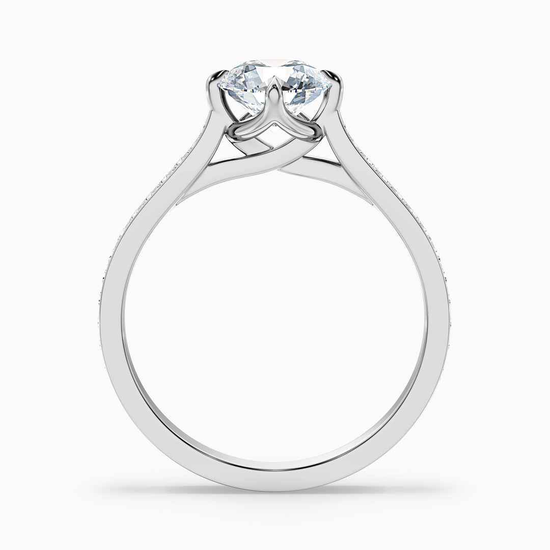 Athena Round Side Stone Pave Lab Grown Engagement Ring