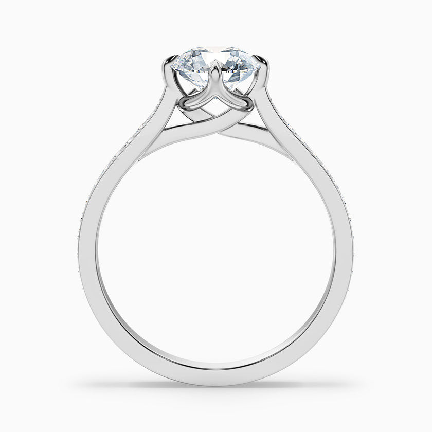 Athena Round Side Stone Pave Lab Grown Engagement Ring