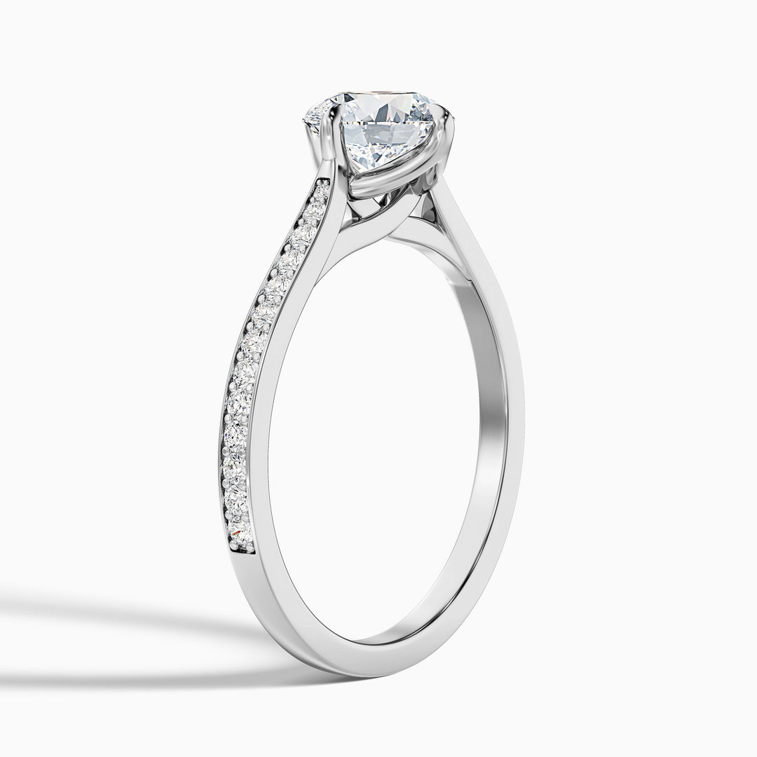 Athena Round Side Stone Pave Lab Grown Engagement Ring