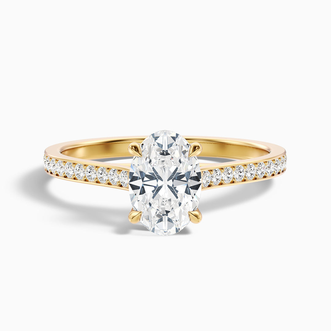 Neto Oval Cut Side Stone Pave Lab Grown Engagement Ring