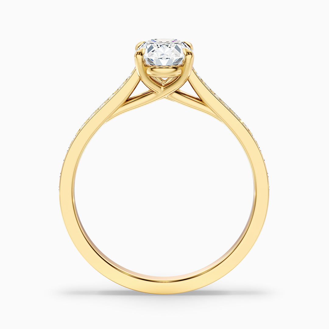 Neto Oval Cut Side Stone Pave Lab Grown Engagement Ring