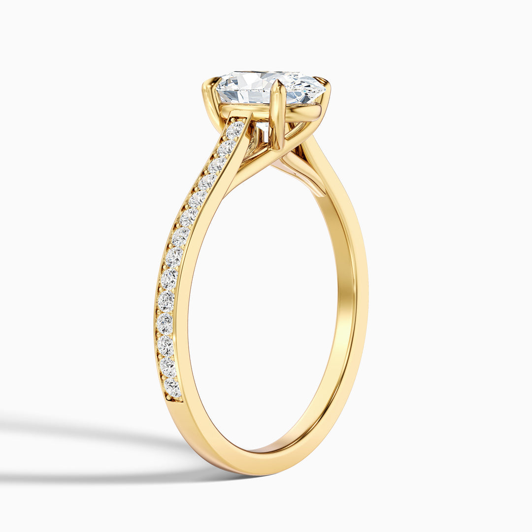 Neto Oval Cut Side Stone Pave Lab Grown Engagement Ring