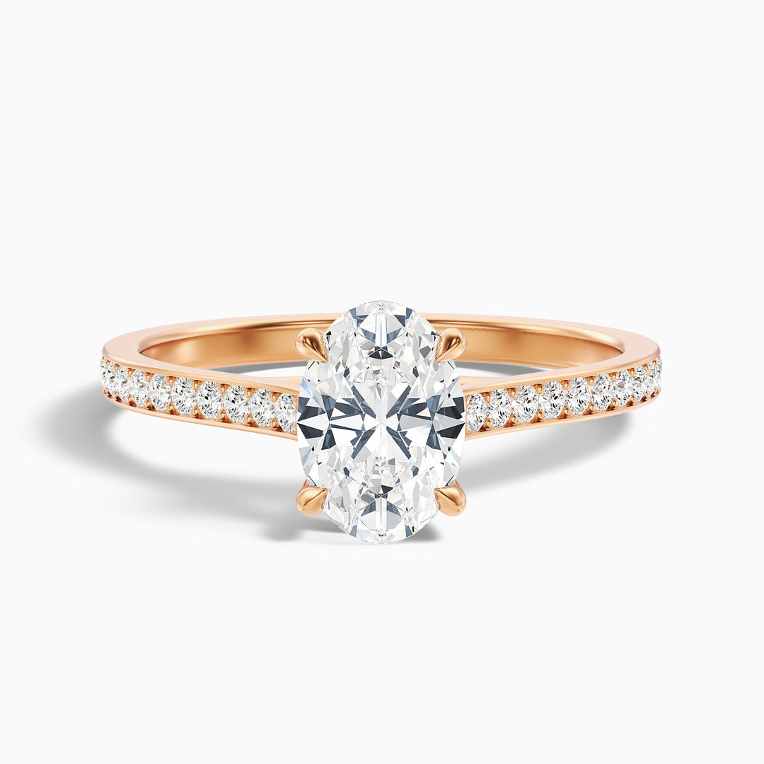 Neto Oval Cut Side Stone Pave Lab Grown Engagement Ring