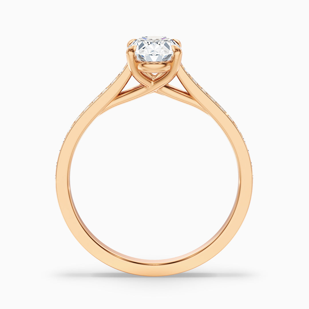 Neto Oval Cut Side Stone Pave Lab Grown Engagement Ring