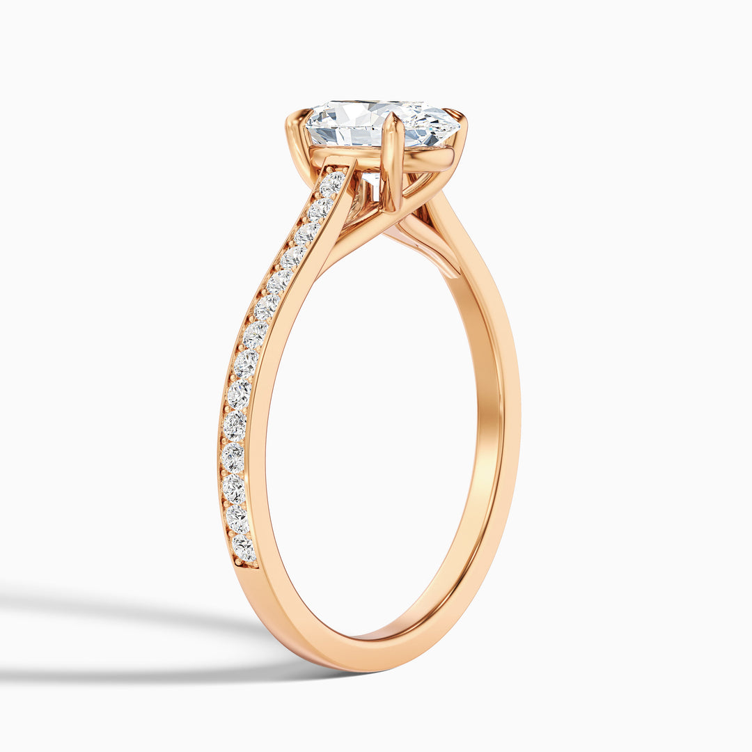 Neto Oval Cut Side Stone Pave Lab Grown Engagement Ring