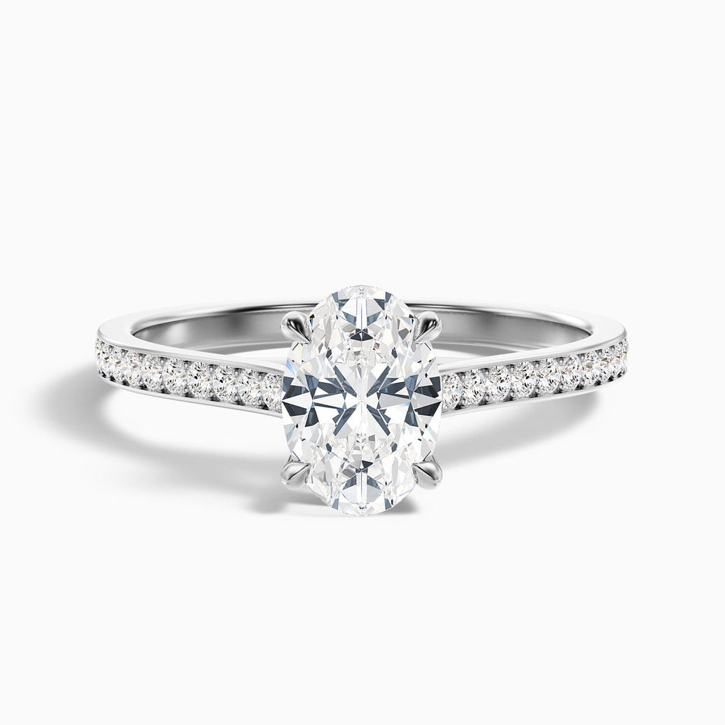 Neto Oval Cut Side Stone Pave Lab Grown Engagement Ring
