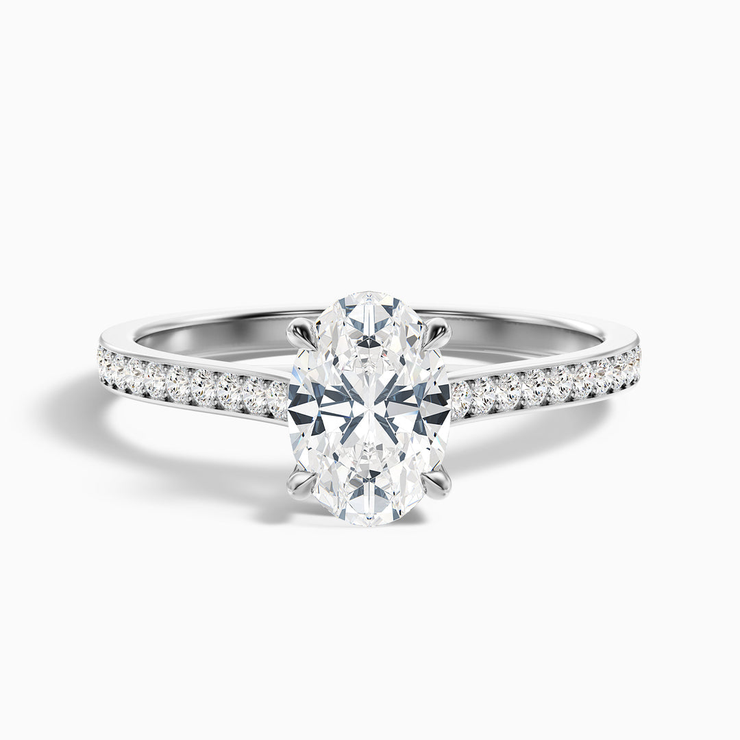 Neto Oval Cut Side Stone Pave Lab Grown Engagement Ring