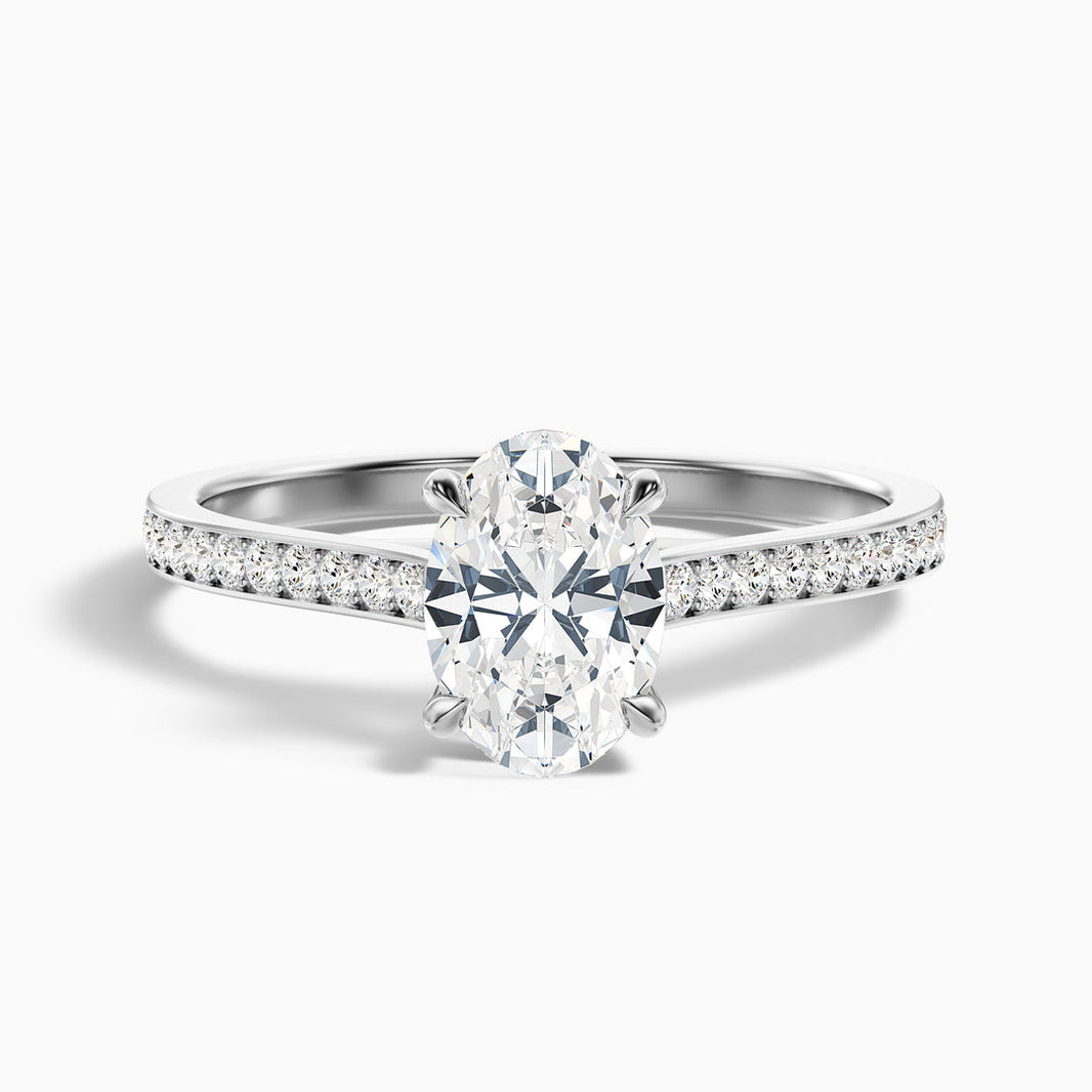 Neto Oval Cut Side Stone Pave Lab Grown Engagement Ring