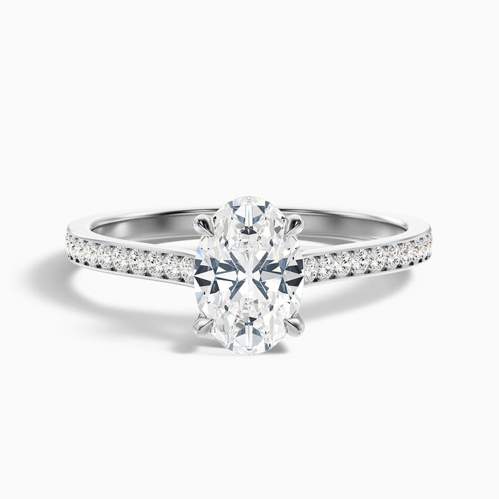 Neto Oval Cut Side Stone Pave Lab Grown Engagement Ring