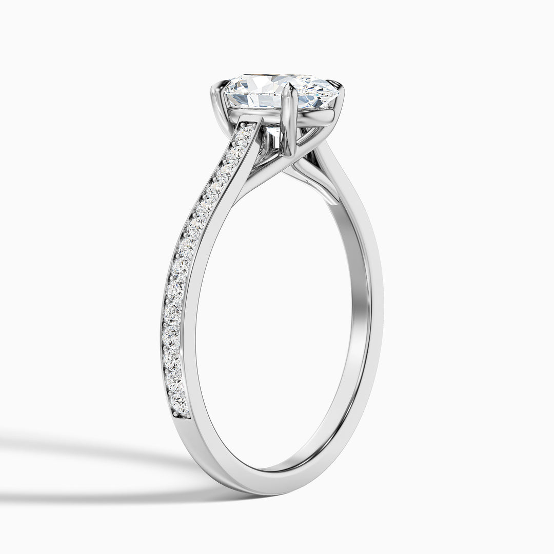 Neto Oval Cut Side Stone Pave Lab Grown Engagement Ring