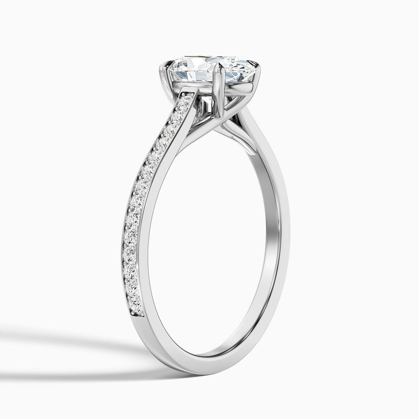 Neto Oval Cut Side Stone Pave Lab Grown Engagement Ring