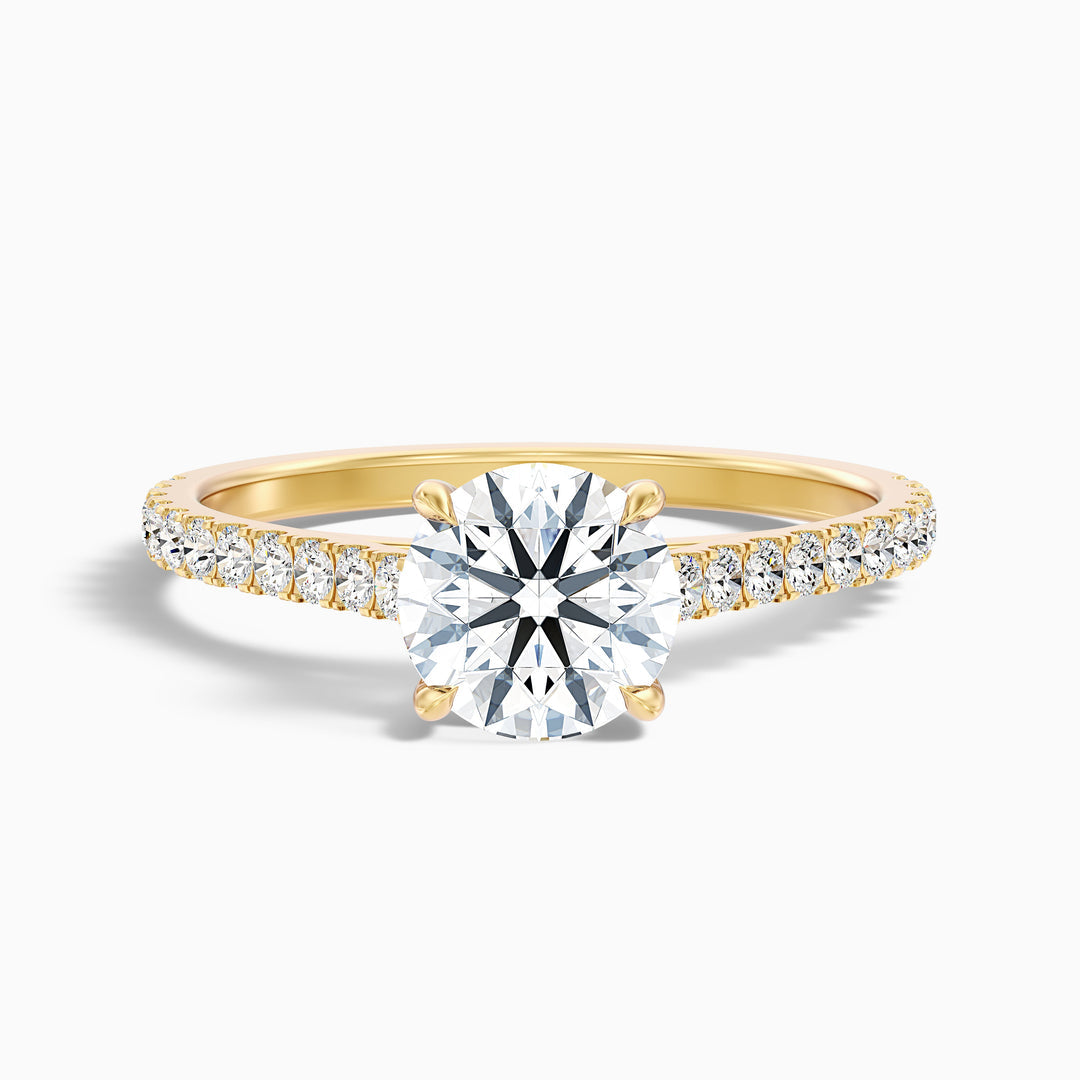 Serene Round Side Stone Pave Lab Grown Engagement Ring