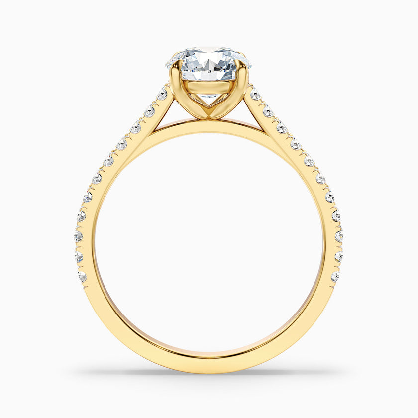 Serene Round Side Stone Pave Lab Grown Engagement Ring