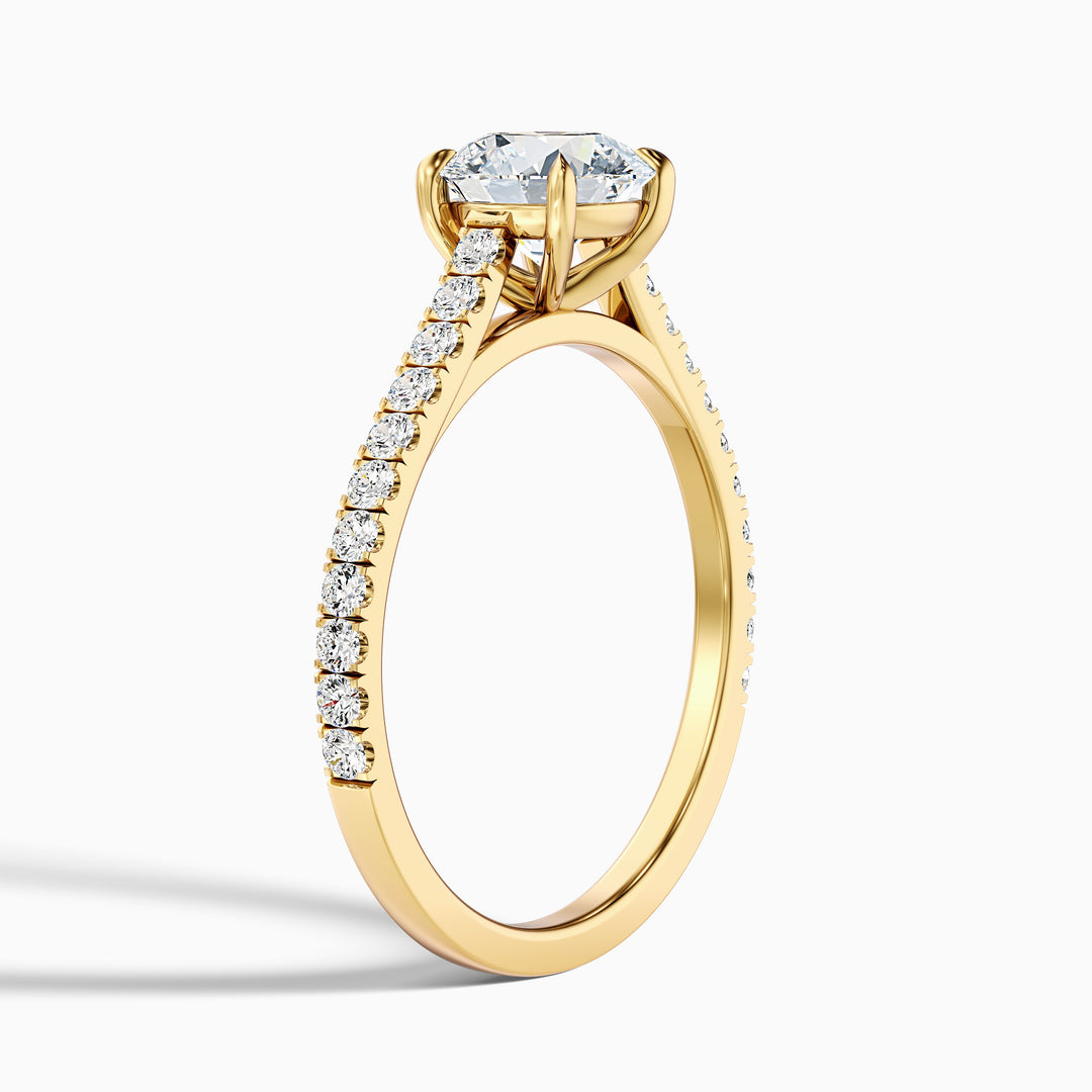 Serene Round Side Stone Pave Lab Grown Engagement Ring
