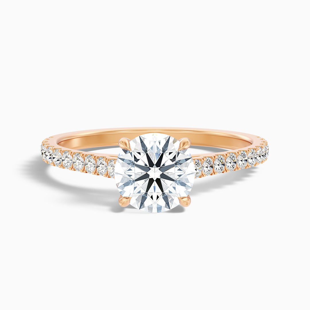 Serene Round Side Stone Pave Lab Grown Engagement Ring