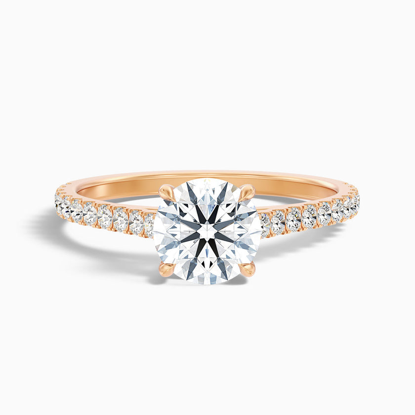 Serene Round Side Stone Pave Lab Grown Engagement Ring
