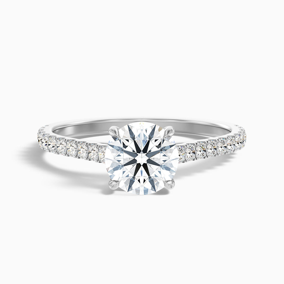 Serene Round Side Stone Pave Lab Grown Engagement Ring