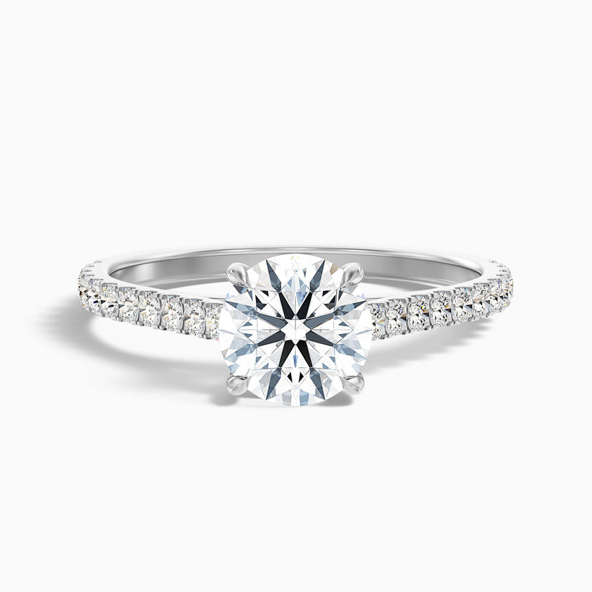 Serene Round Side Stone Pave Lab Grown Engagement Ring