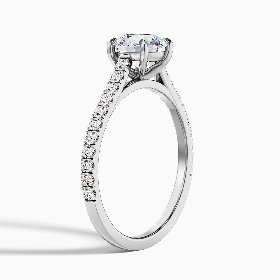 Serene Round Side Stone Pave Lab Grown Engagement Ring