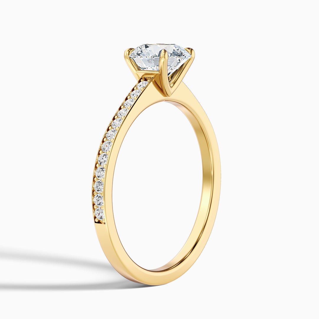 Alani Round Cut Side Stone Pave Lab Grown Engagement Ring