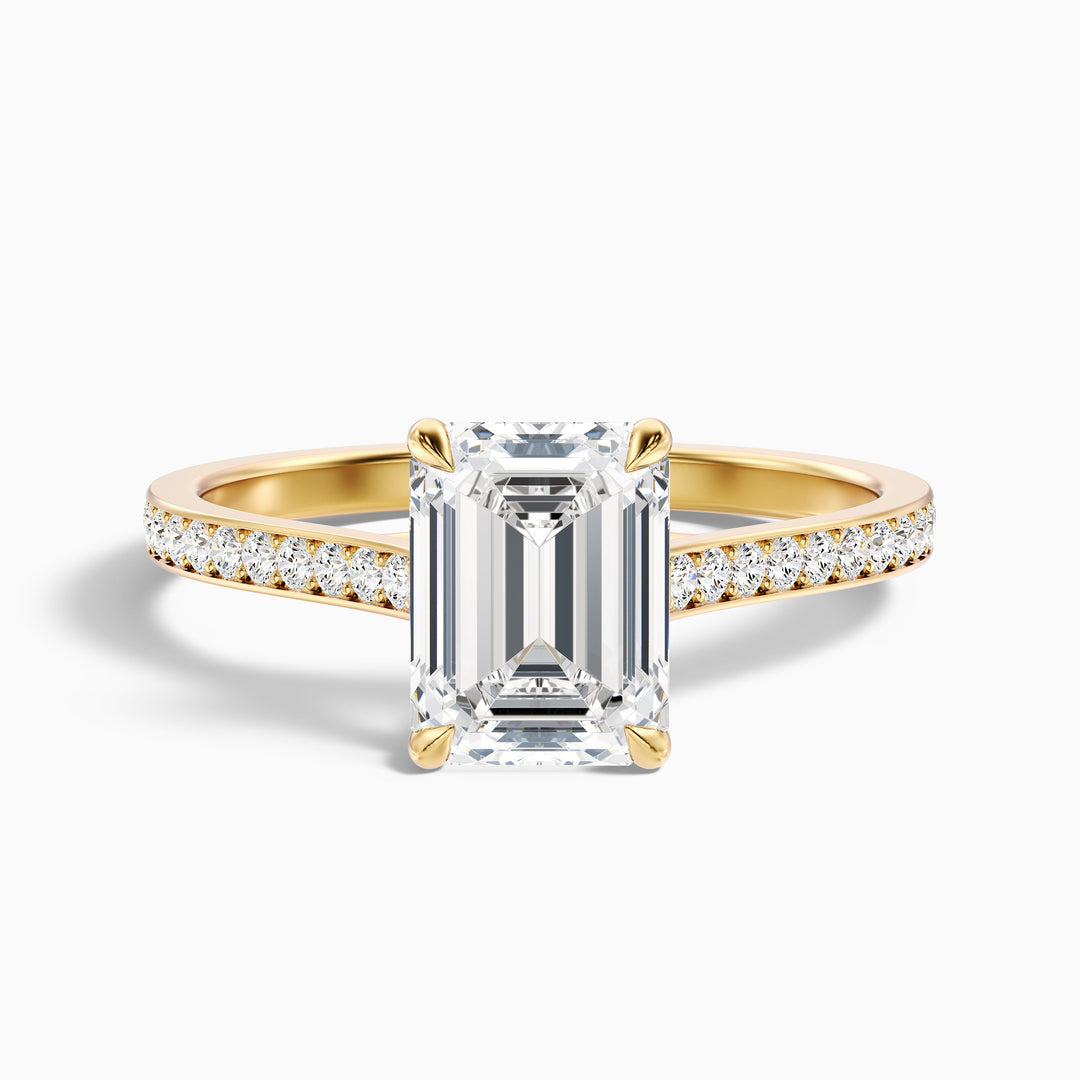 Milos Emerald Cut Side Stone Pave Lab Grown Engagement Ring