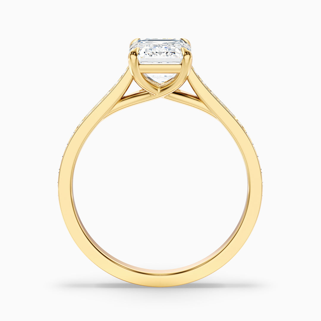 Milos Emerald Cut Side Stone Pave Lab Grown Engagement Ring