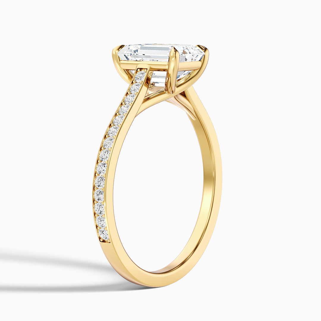 Milos Emerald Cut Side Stone Pave Lab Grown Engagement Ring