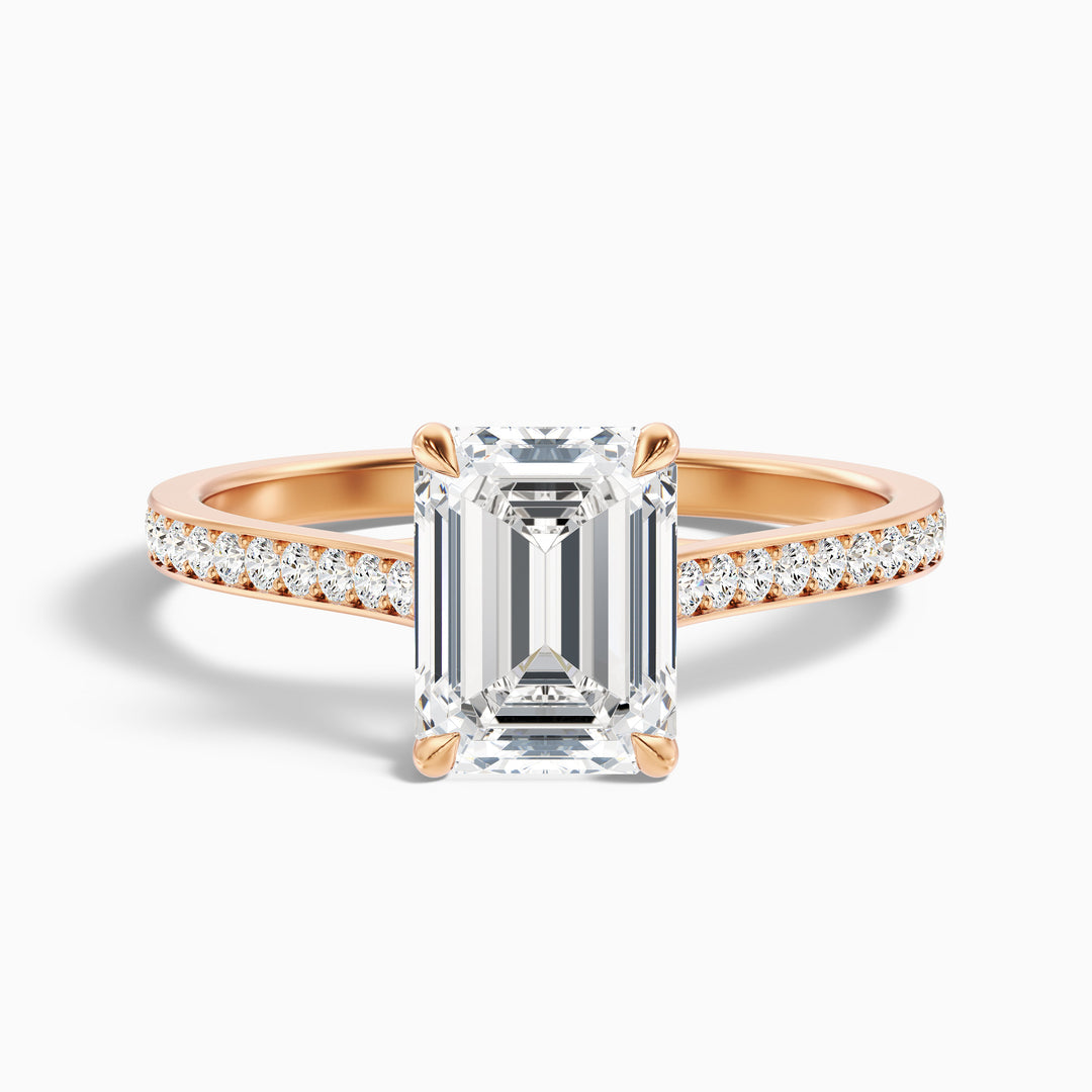 Milos Emerald Cut Side Stone Pave Lab Grown Engagement Ring
