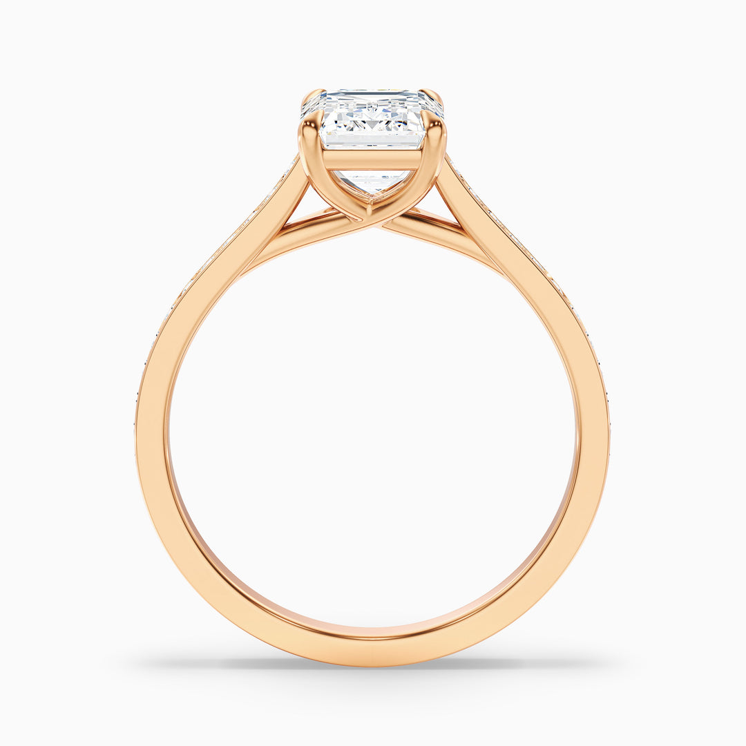 Milos Emerald Cut Side Stone Pave Lab Grown Engagement Ring