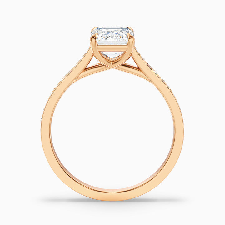 Milos Emerald Cut Side Stone Pave Lab Grown Engagement Ring