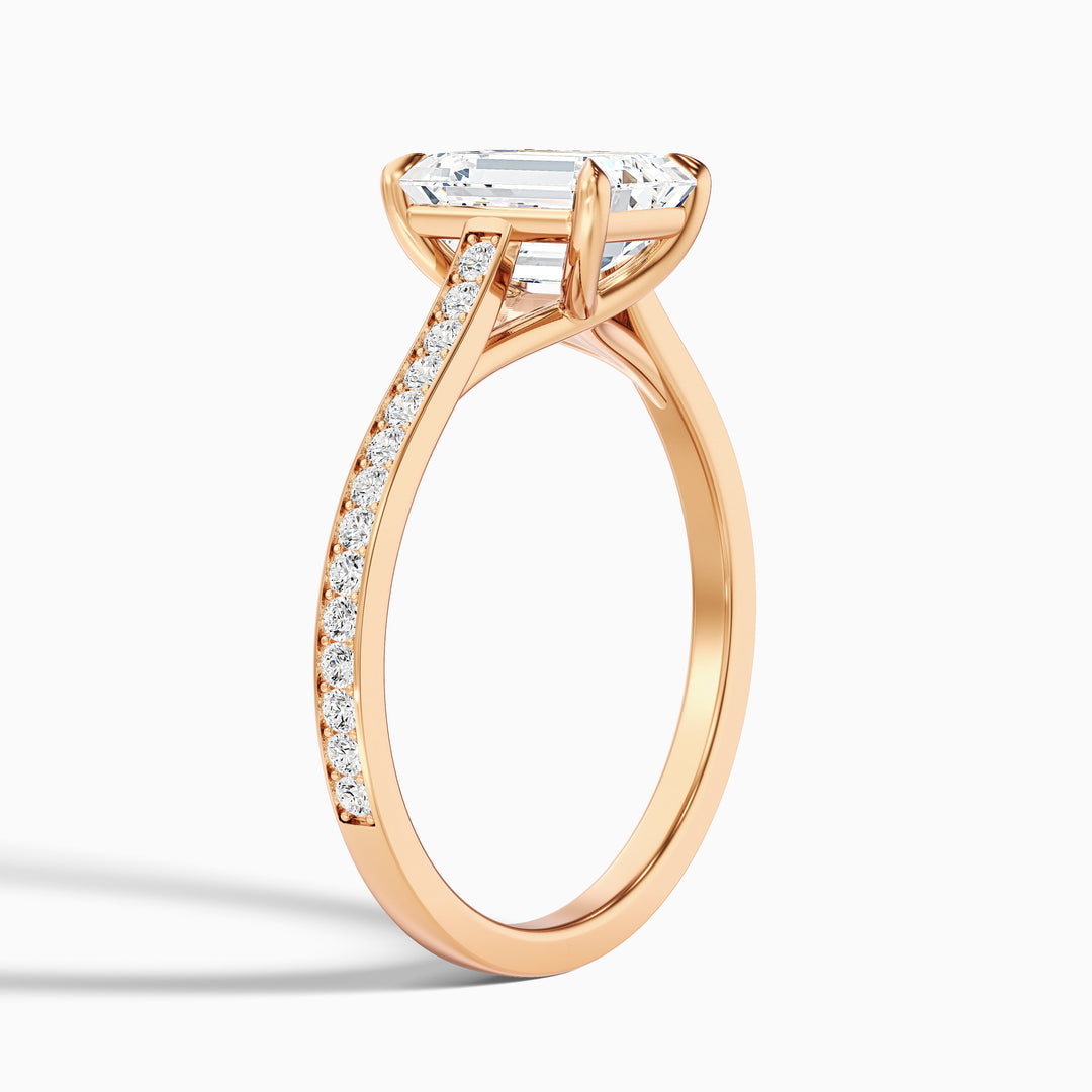 Milos Emerald Cut Side Stone Pave Lab Grown Engagement Ring