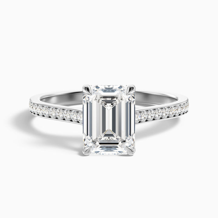 Milos Emerald Cut Side Stone Pave Lab Grown Engagement Ring