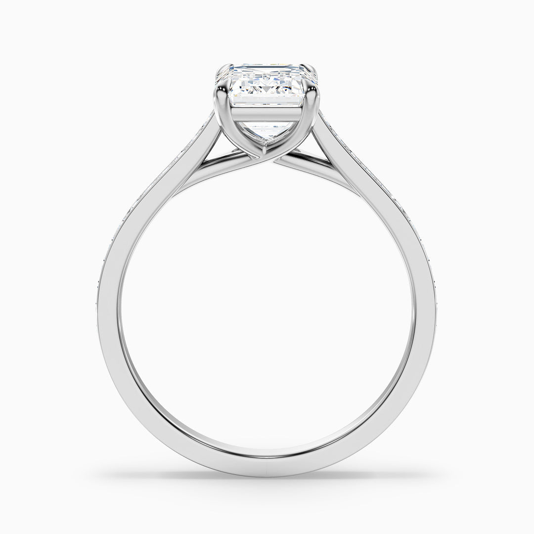 Milos Emerald Cut Side Stone Pave Lab Grown Engagement Ring