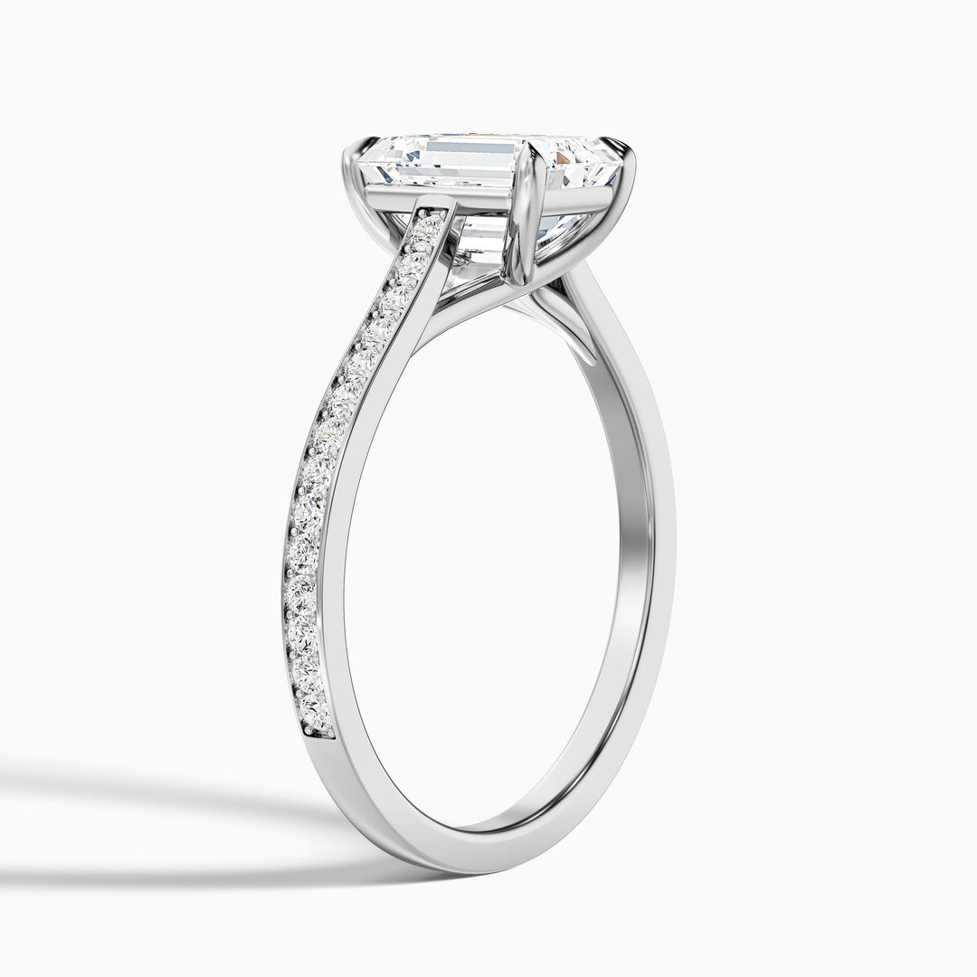 Milos Emerald Cut Side Stone Pave Lab Grown Engagement Ring